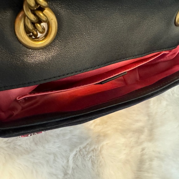 Gucci Velvet Matelasse Embroidered Mini GG Marmont Shoulder Bag - Picture 13 of 16